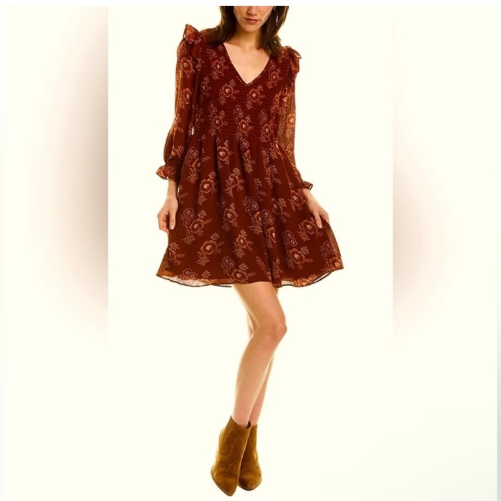 Madewell Lucie floral V-Neck smocked mini dress Size M